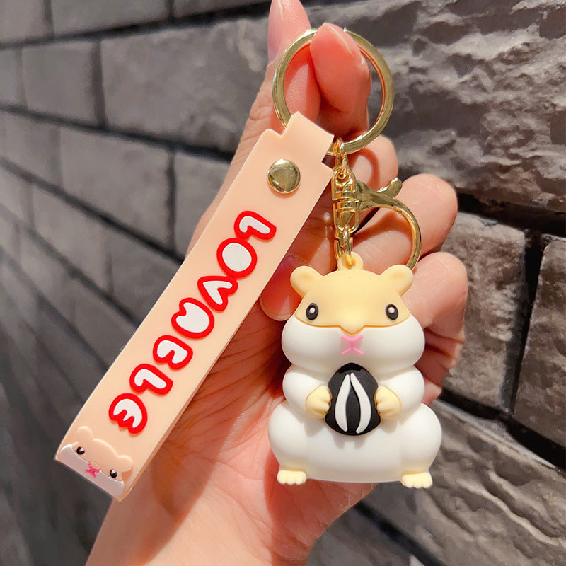 Wholesale Cartoon Animals, Small Hamster Figurines, PVC Keychains